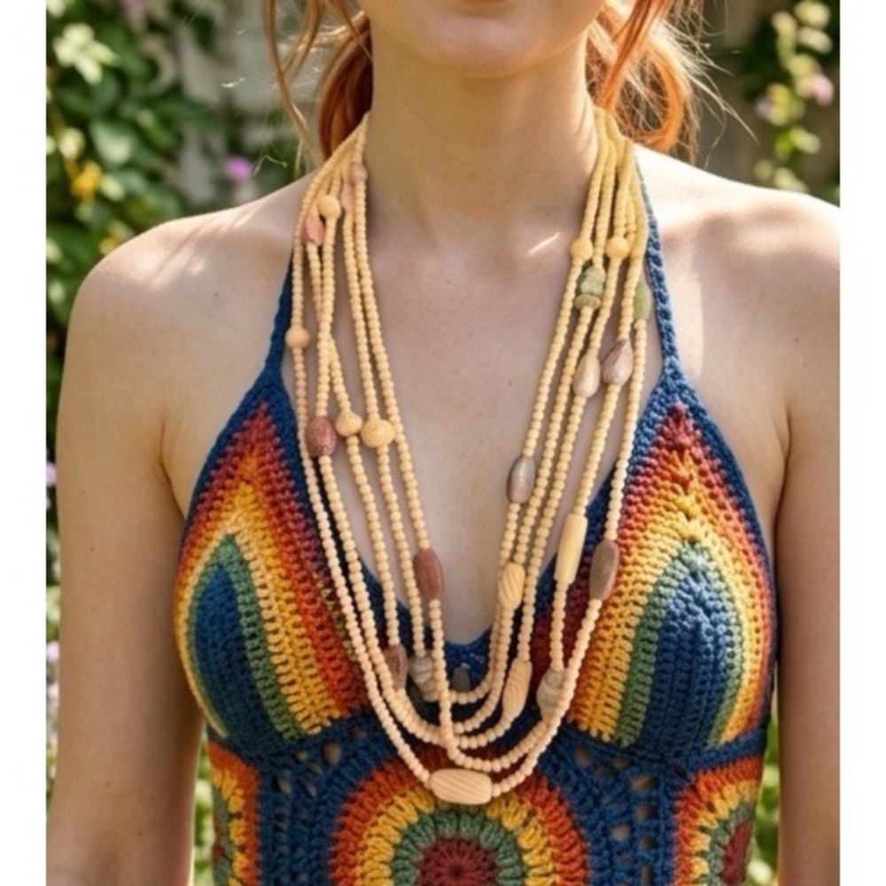 Vintage Bib Necklace Gerda Lynggaard Monies Five Strand